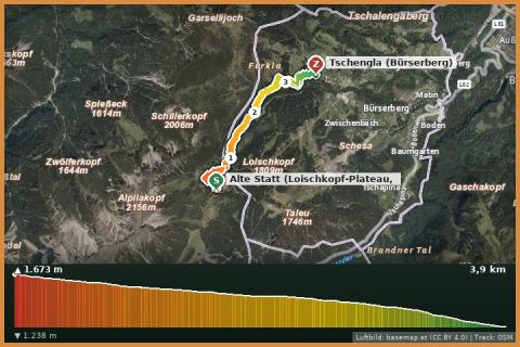 Karte: Alte Statt Trail (ST-08) – Naturtrail von der Alten Statt zur Tschengla