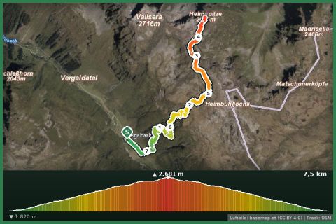 Karte: Auf die Heimspitze - Wandergenuss ab der Vergaldaalpe