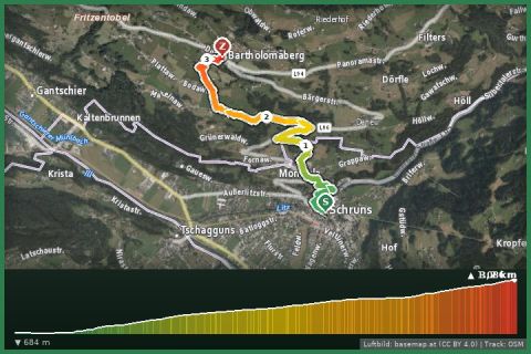 Karte: Bartholomäberg Runde ab Schruns