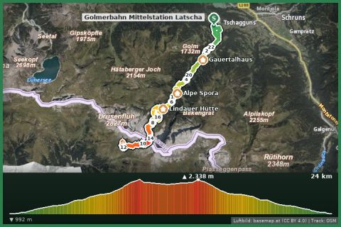 Karte: Bergtour auf die Drei Türme