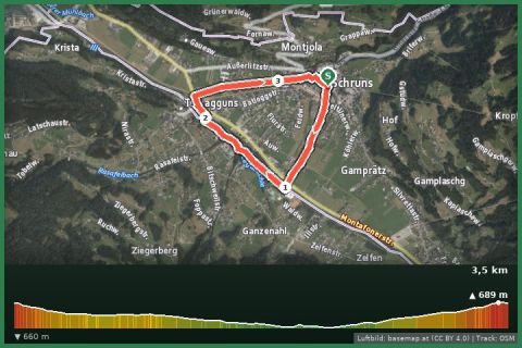 Karte: Dorfrunde 1 in Schruns-Tschagguns