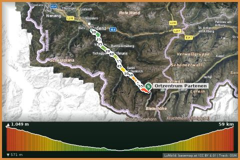 Karte: Durchs Montafon: von Partenen nach Bludenz und retour