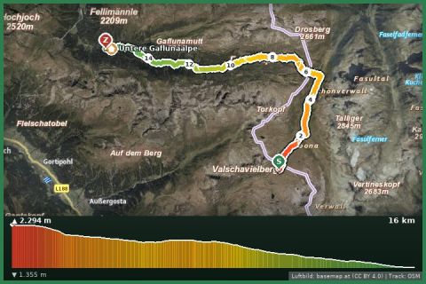 Karte: Eine idyllische Wanderung durch das Europaschutzgebiet Verwall: Von der Neuen Heilbronner Hütte zur Unteren Gaflunaalpe