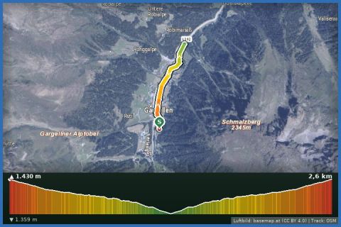 Karte: Entlang des Suggadinbaches bis nach Borstboden (Gargellen)