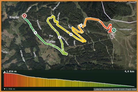 Karte: Trailpark Hochjoch – Hubertus Trail (blau, 4,1 km)