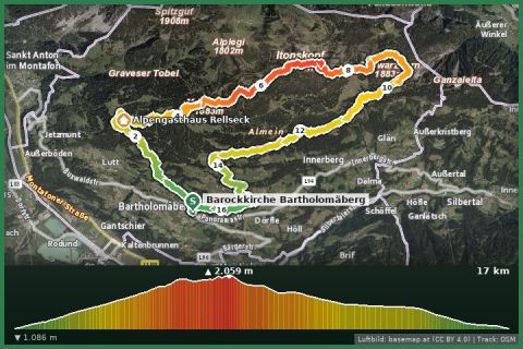 Karte: Geologischer Lehrwanderweg Bartholomäberg
