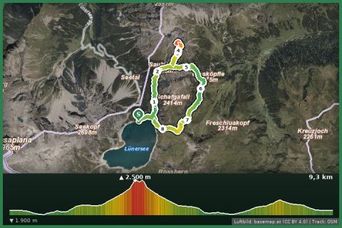 Karte: Gipfeltour Saulakopf Ostwand