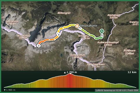 Karte: Gipfelwanderung von der Tilisunaalpe auf die Sulzfluh