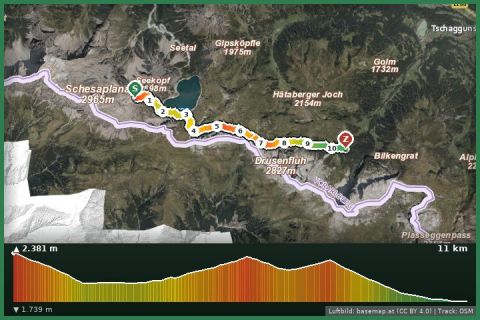 Karte: Hüttentour Lünersee/Rätikon "Leicht" - Totalphütte bis Lindauer Hütte