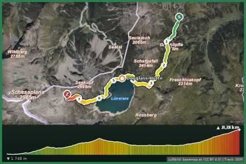 Karte: Hüttentour Lünersee/Rätikon "Mittel" - Heinrich Hueter Hütte bis Totalphütte
