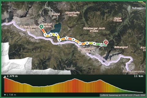 Karte: Hüttentour Lünersee/Rätikon "Mittel" - Totalphütte bis Lindauer Hütte