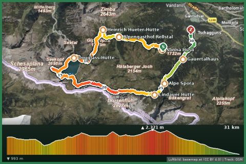 Karte: Hüttentour Lünersee/Rätikon "Mittel"