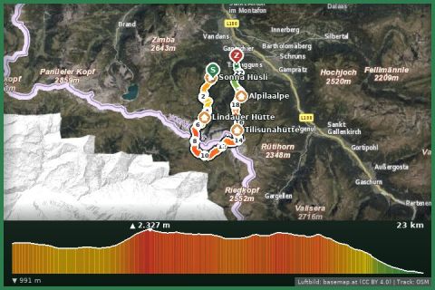 Karte: Hüttentour Rätikon Süd "Leicht"