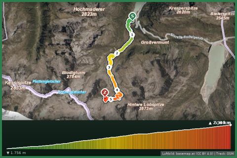 Karte: Hüttentour Silvretta - Vermuntsee bis Saarbrücker Hütte