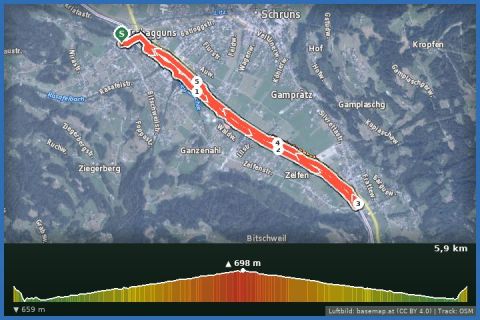 Karte: Illweg Runde Tschagguns