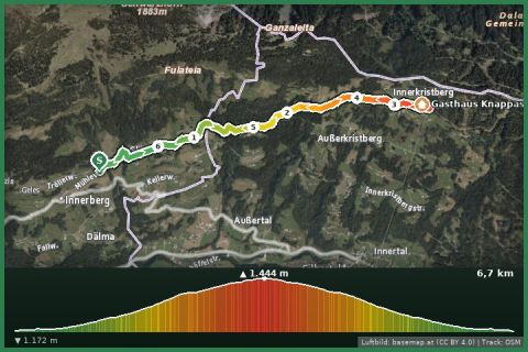 Karte: Innerberg nach Kristberg und zurück