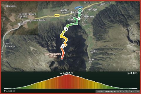 Karte: Klettersteig Gorfenspitze