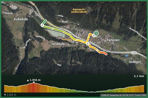 Karte: Kräuterweg "Probiar Amol" Partenen