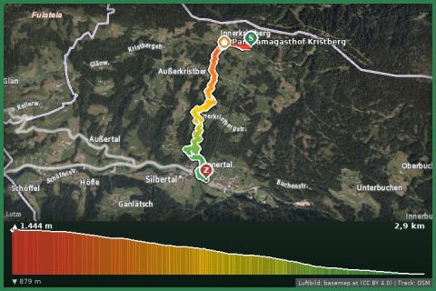 Karte: Kristberg - Fula - Silbertal