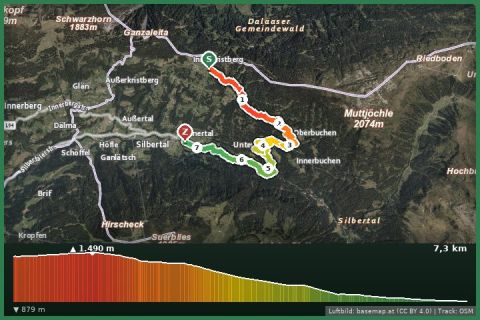 Karte: Kristberg - Siebenbrünnele - Buchen - Teufelsbach - Silbertal