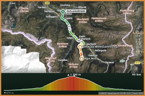 Karte: M³ Montafon Mountainbike Marathon - Strecke E-Mountainbike Genussrunde