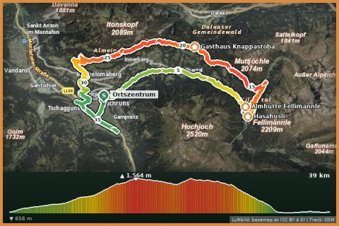 Karte: M³ Montafon Mountainbike Marathon - Strecke M¹