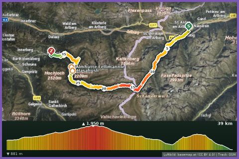 Karte: Montafon Arlberg Marathon 42km - Start: St. Anton am Arlberg