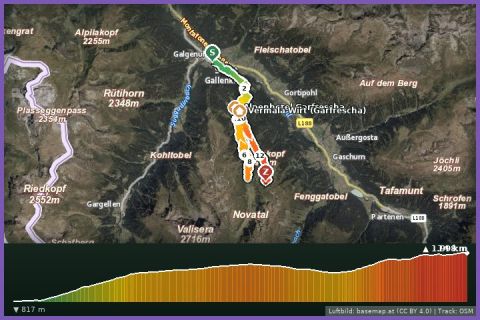 Karte: Montafon Totale Trail 16: Länge 16 km, 1.450 hm