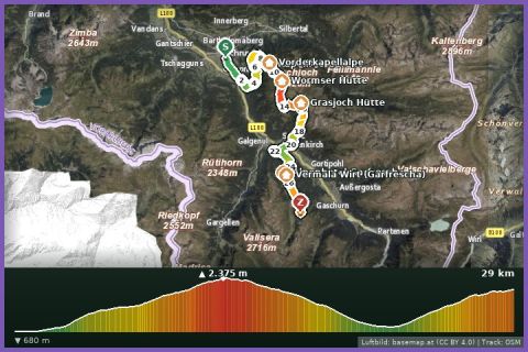 Karte: Montafon Totale Trail 31: Länge 31 km, 3.000 Höhenmeter