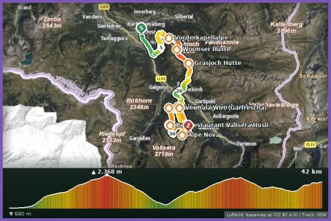 Karte: Montafon Totale Ultra 45: Länge 45 Kilometer, 3.750 Höhenmeter