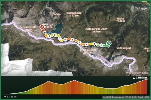 Karte: Montafoner Hüttenrunde | Lindauer Hütte bis Totalphütte