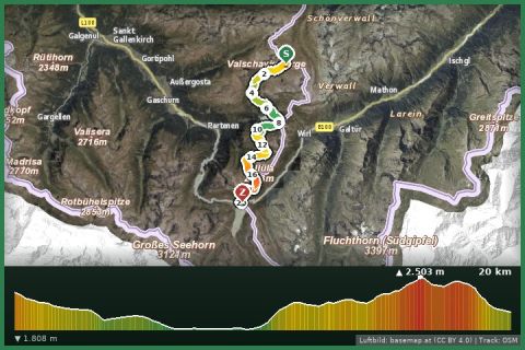 Karte: Montafoner Hüttenrunde | Neue Heilbronner Hütte bis Silvretta-Bielerhöhe