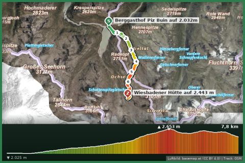 Karte: Montafoner Hüttenrunde | Silvretta-Bielerhöhe bis Wiesbadener Hütte