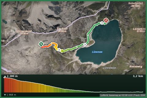 Karte: Montafoner Hüttenrunde | Totalphütte bis Douglass Hütte