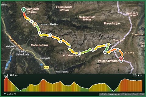 Karte: Montafoner Hüttenrunde | Wormser Hütte bis Neue Heilbronner Hütte