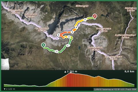 Karte: Montafoner Rätikonrunde | Carschinahütte (CH) bis Tilisunahütte
