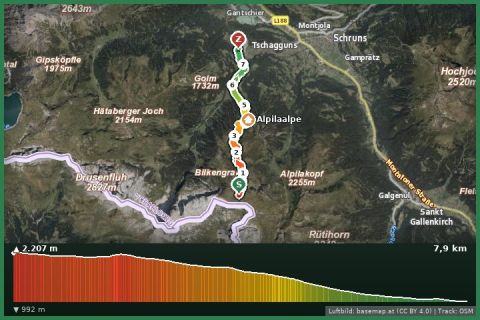 Karte: Montafoner Rätikonrunde | Tilisunahütte bis Tschagguns/Latschau