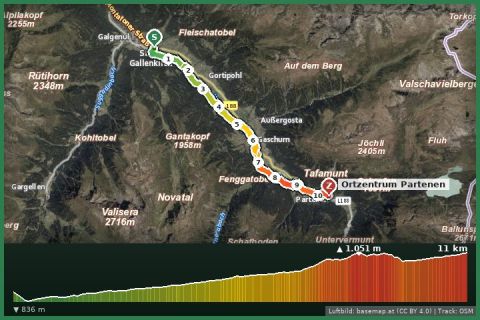 Karte: Montafoner Talweg | St. Gallenkirch bis Partenen