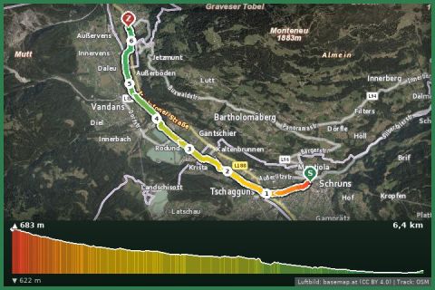 Karte: Montafoner Wassersinfonie - Spaziergang von Schruns nach St. Anton im Montafon der Litz und Ill entlang
