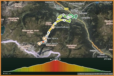 Karte: Mountainbike Tour Obere Sporaalp