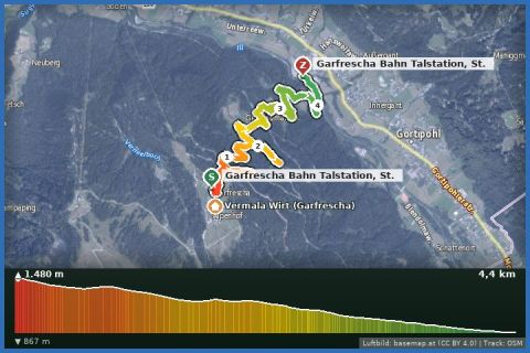 Karte: Nachtrodelbahn Garfrescha (Di, Do & Sa, beleuchtet)