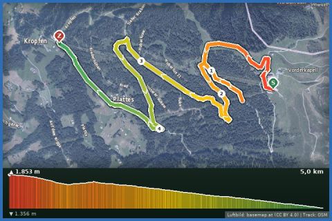 Karte: Naturrodelbahn Kapell - Kropfen (Hochjoch Bahn)