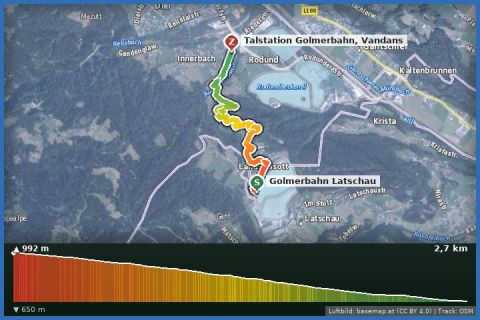 Karte: Naturrodelbahn Latschau - Vandans