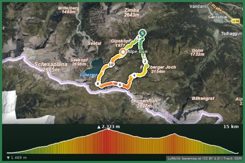 Karte: Panoramawanderung Rätikon - vom Rellstal zum Lünersee