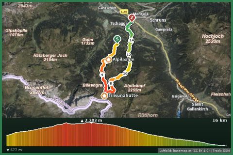 Karte: Rundtour zur Tilisunahütte