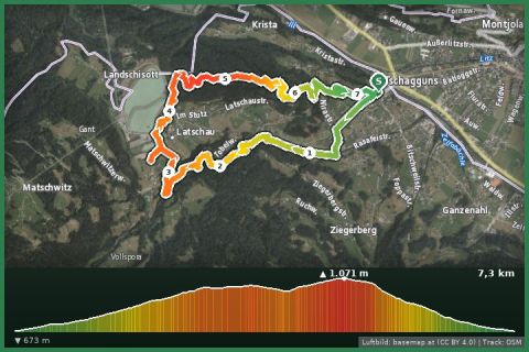 Karte: Rundweg über Schluchtweg und Kristakopf