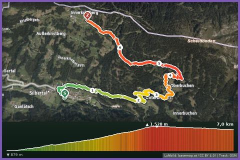 Karte: Silbertal-Kristberg-Trail