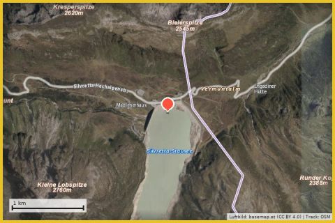 Karte: Silvretta-Bielerhöhe mit Vermuntbahn & Tunnelbus