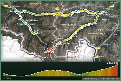 Karte: Silvretta-Rundfahrt über den Arlberg (Ersatz für die gesperrte Hochalpenstraße)