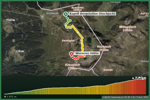 Karte: Skitunnelweg: Kapell – Wormser Hütte